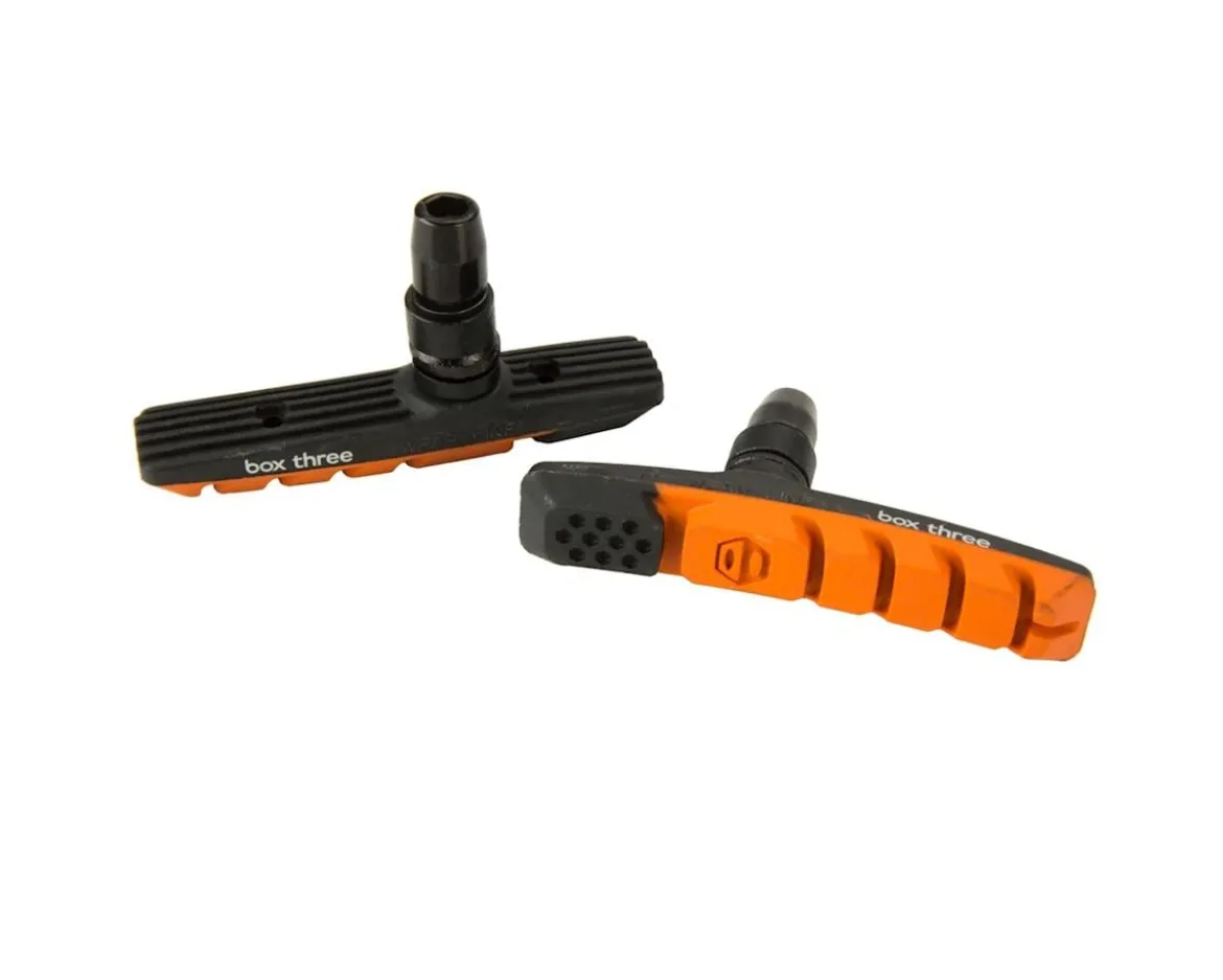 Box Three V-Brake Pads (Orange) (1 Pair) (Threaded)