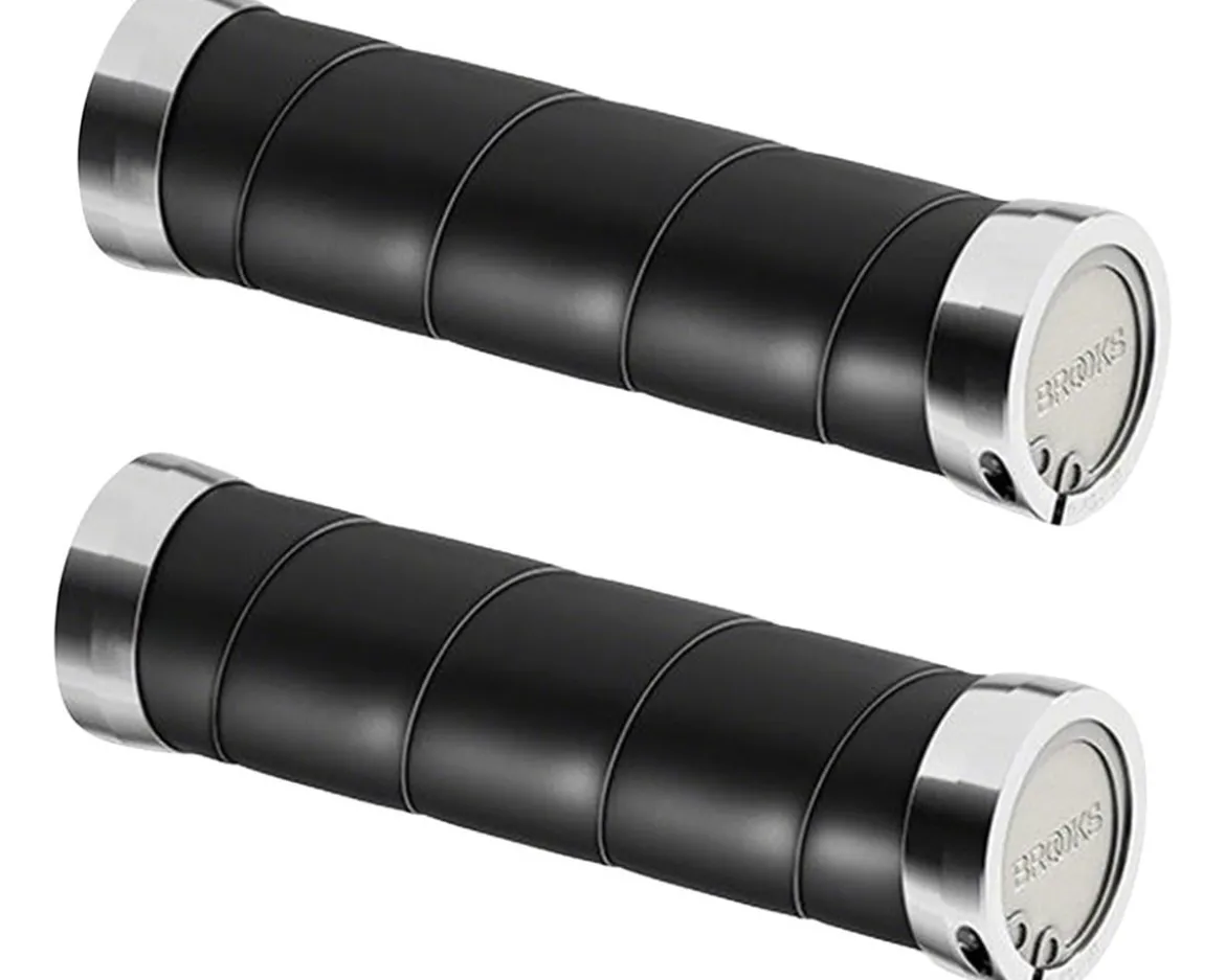 Brooks Slender Leather Grips (Black) (130mm Length)