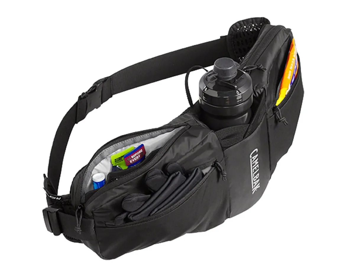 Camelbak Podium Flow 4 Hydration Belt (Black) (w/ 21oz Podium Dirt Series Water Bottle)