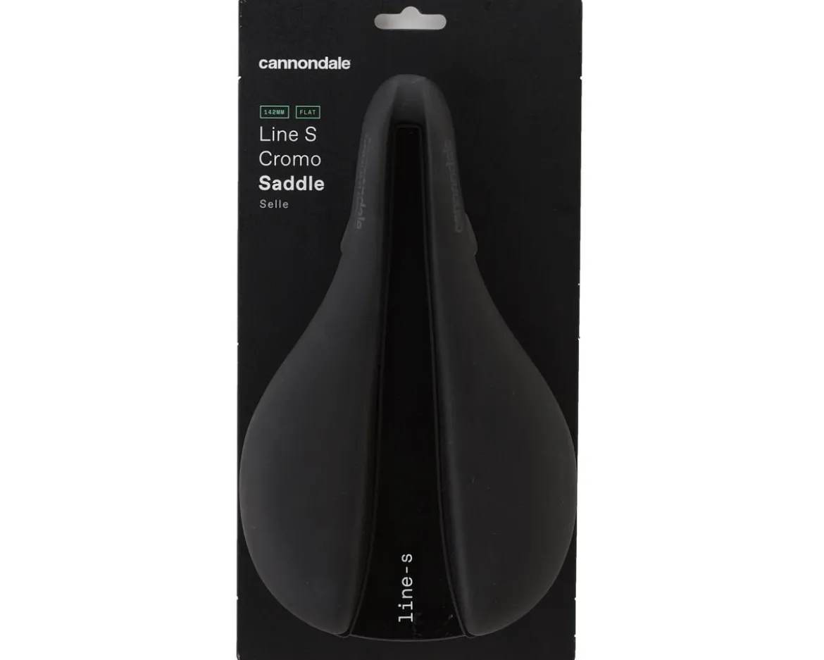Cannondale Line S Cromo Flat Saddle (Black) (Chromoly Rails) (142mm)