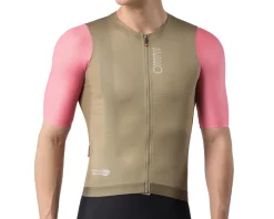 Castelli Corretto Short Sleeve Jersey (Elmwood/Rosa Giro-White) (M)