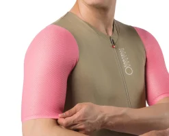 Castelli Corretto Short Sleeve Jersey (Elmwood/Rosa Giro-White) (M)