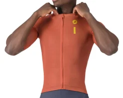 Castelli Drittone Logo Short Sleeve Jersey (Paprika/Mango Mojito) (S)