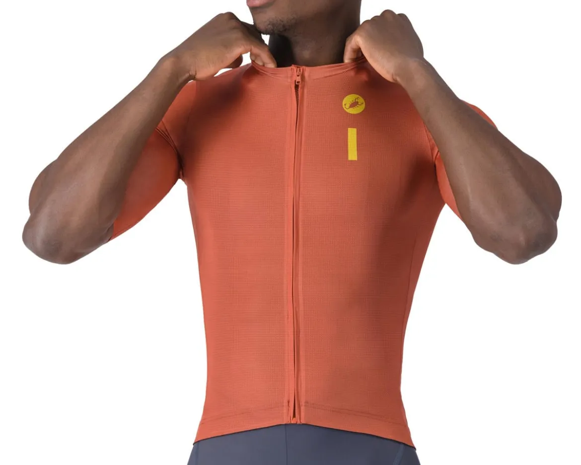 Castelli Drittone Logo Short Sleeve Jersey (Paprika/Mango Mojito) (S)