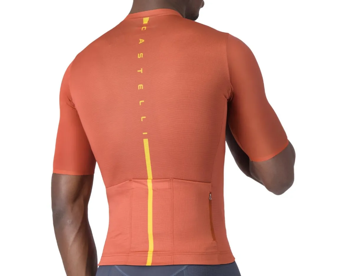 Castelli Drittone Logo Short Sleeve Jersey (Paprika/Mango Mojito) (S)