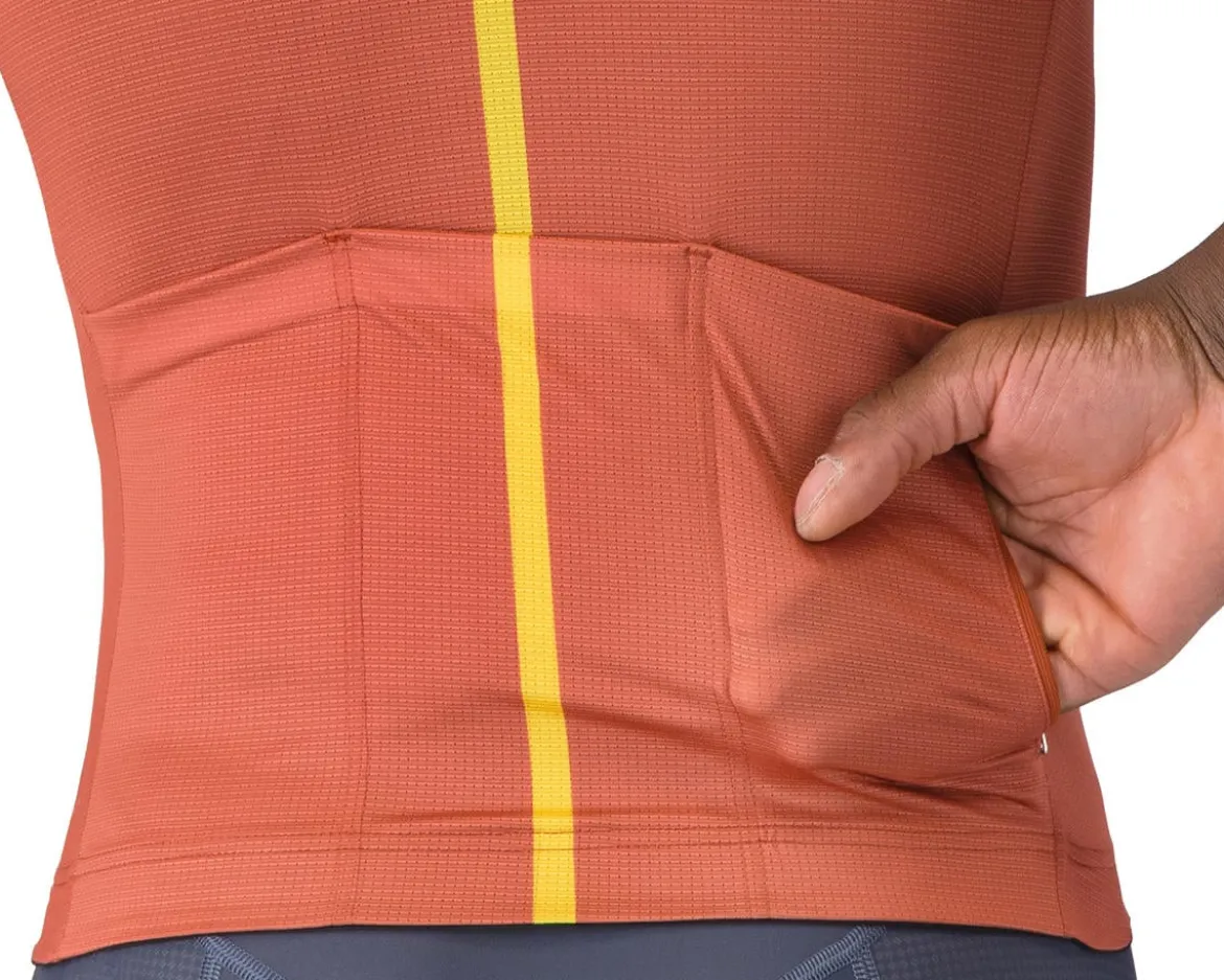 Castelli Drittone Logo Short Sleeve Jersey (Paprika/Mango Mojito) (S)