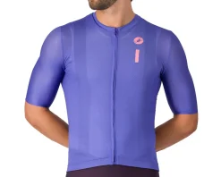 Castelli Drittone Logo Short Sleeve Jersey (Ultraviolet/Rosa Giro) (S)