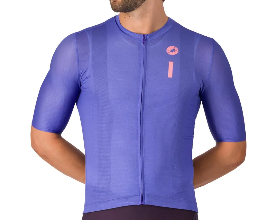 Castelli Drittone Logo Short Sleeve Jersey (Ultraviolet/Rosa Giro) (S)