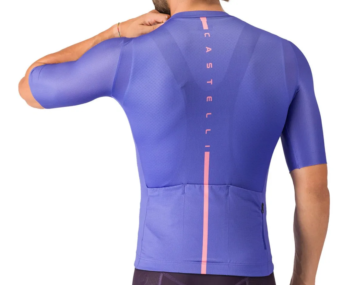 Castelli Drittone Logo Short Sleeve Jersey (Ultraviolet/Rosa Giro) (S)