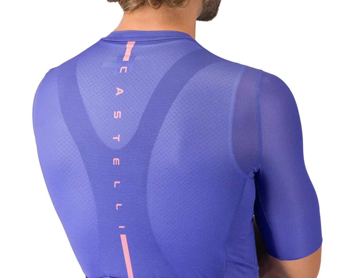 Castelli Drittone Logo Short Sleeve Jersey (Ultraviolet/Rosa Giro) (S)