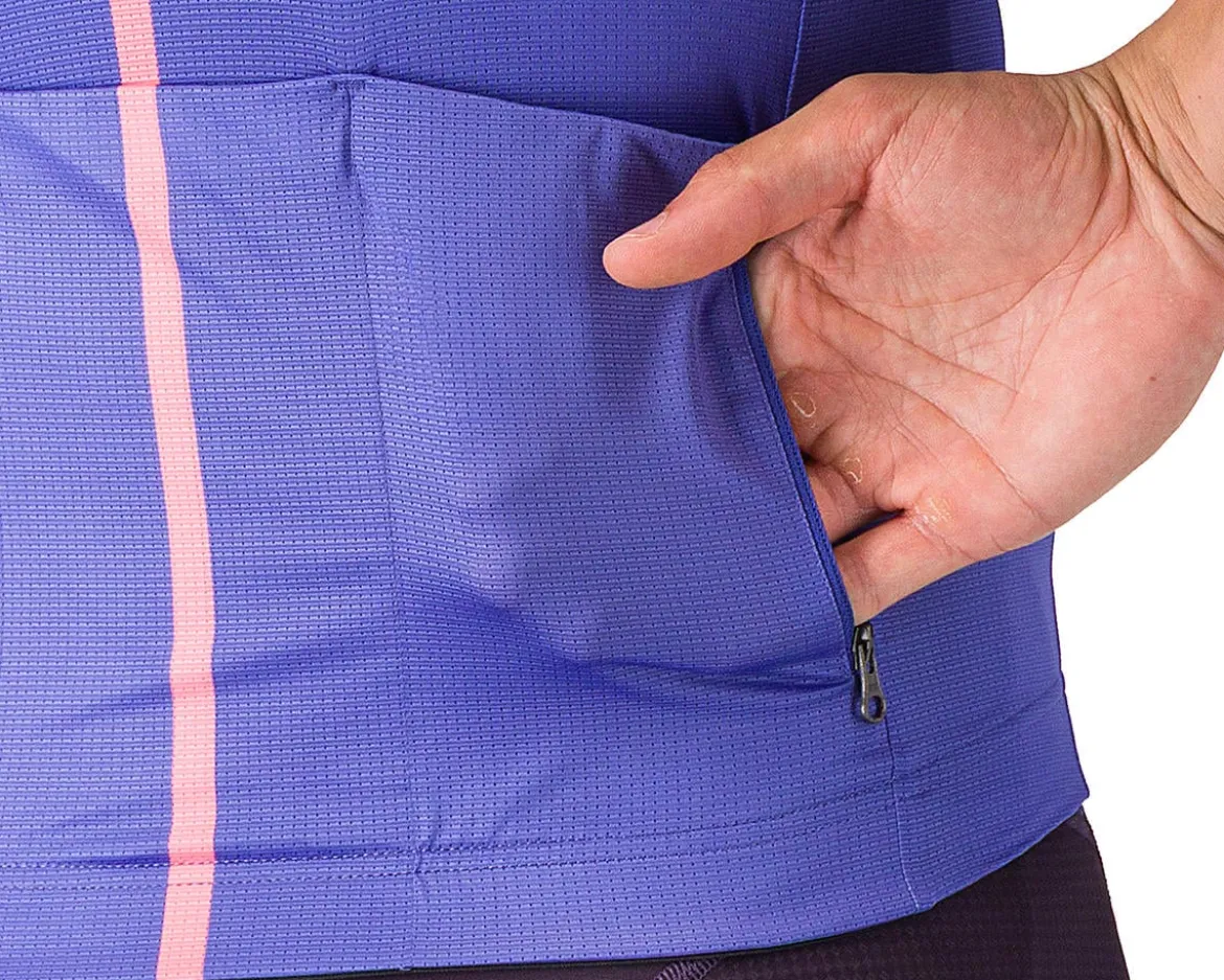 Castelli Drittone Logo Short Sleeve Jersey (Ultraviolet/Rosa Giro) (S)