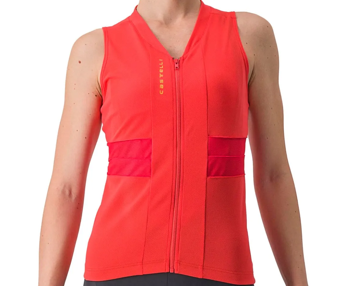 Castelli Women's Anima 4 Sleeveless Jersey (Hibiscus/Soft Orange) (L)