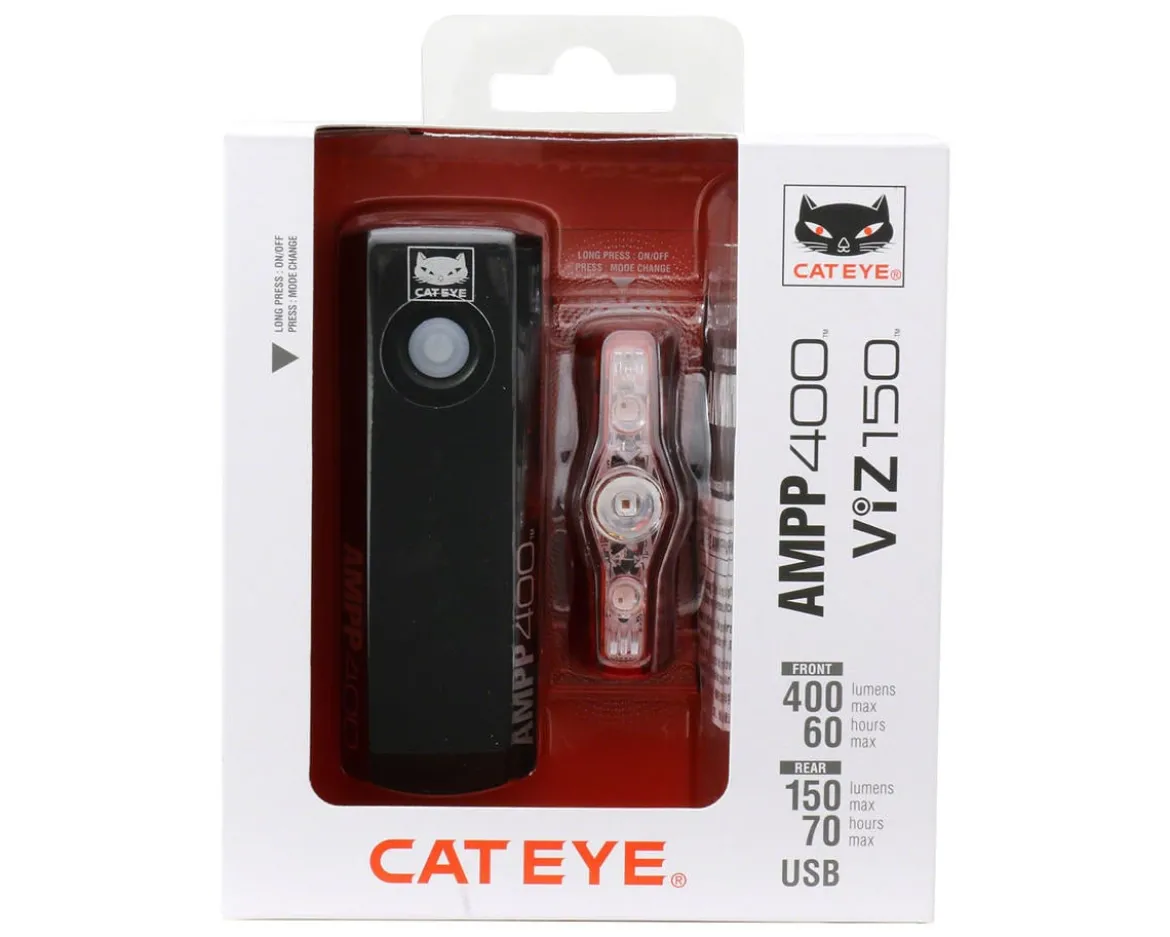 CatEye AMPP400S VIZ100 Headlight & Tail Light Set