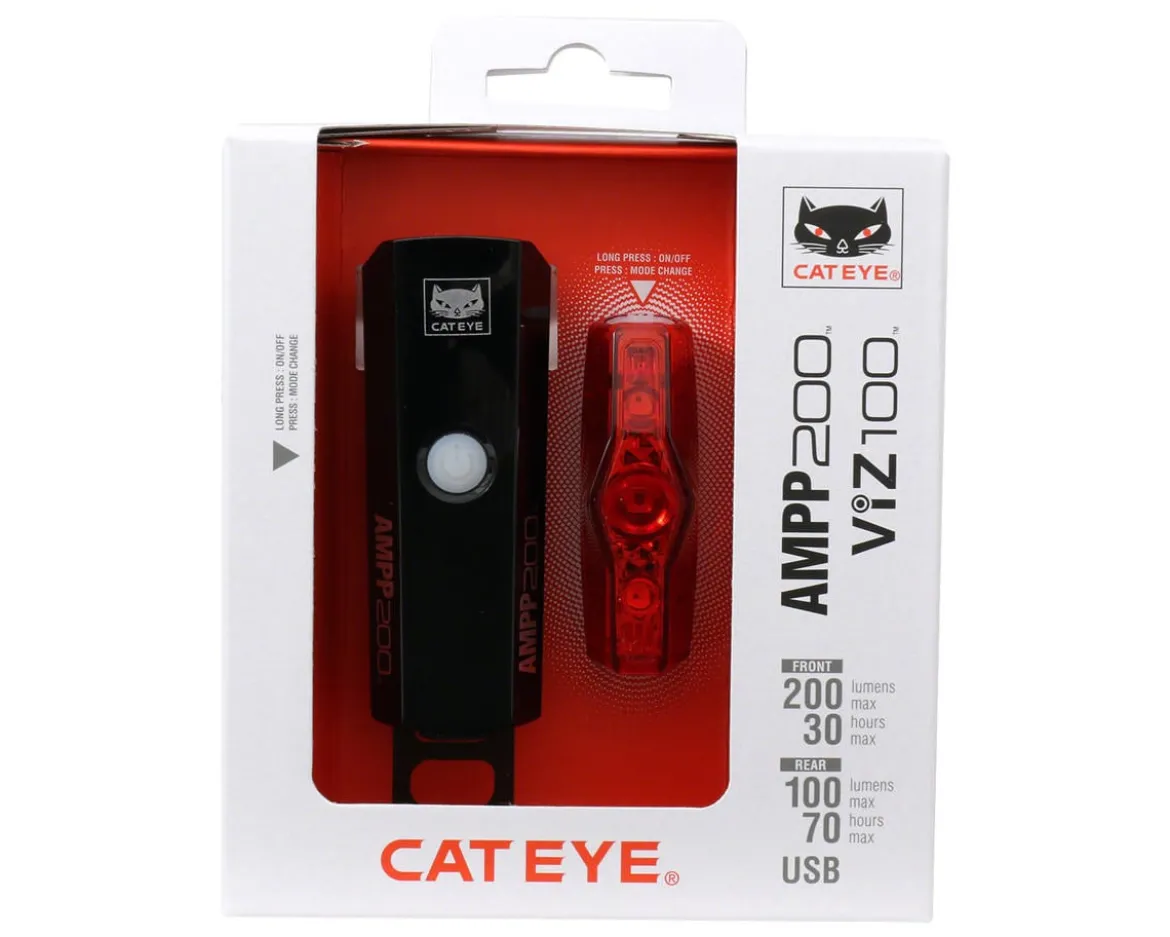 CatEye AMPP200/VIZ100 Headlight & Tailight Set (USB-C)