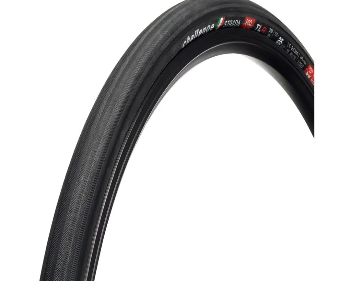 Challenge Strada Pro Handmade Tubeless Road Tire (Black) (700c) (25mm) (SuperPoly)