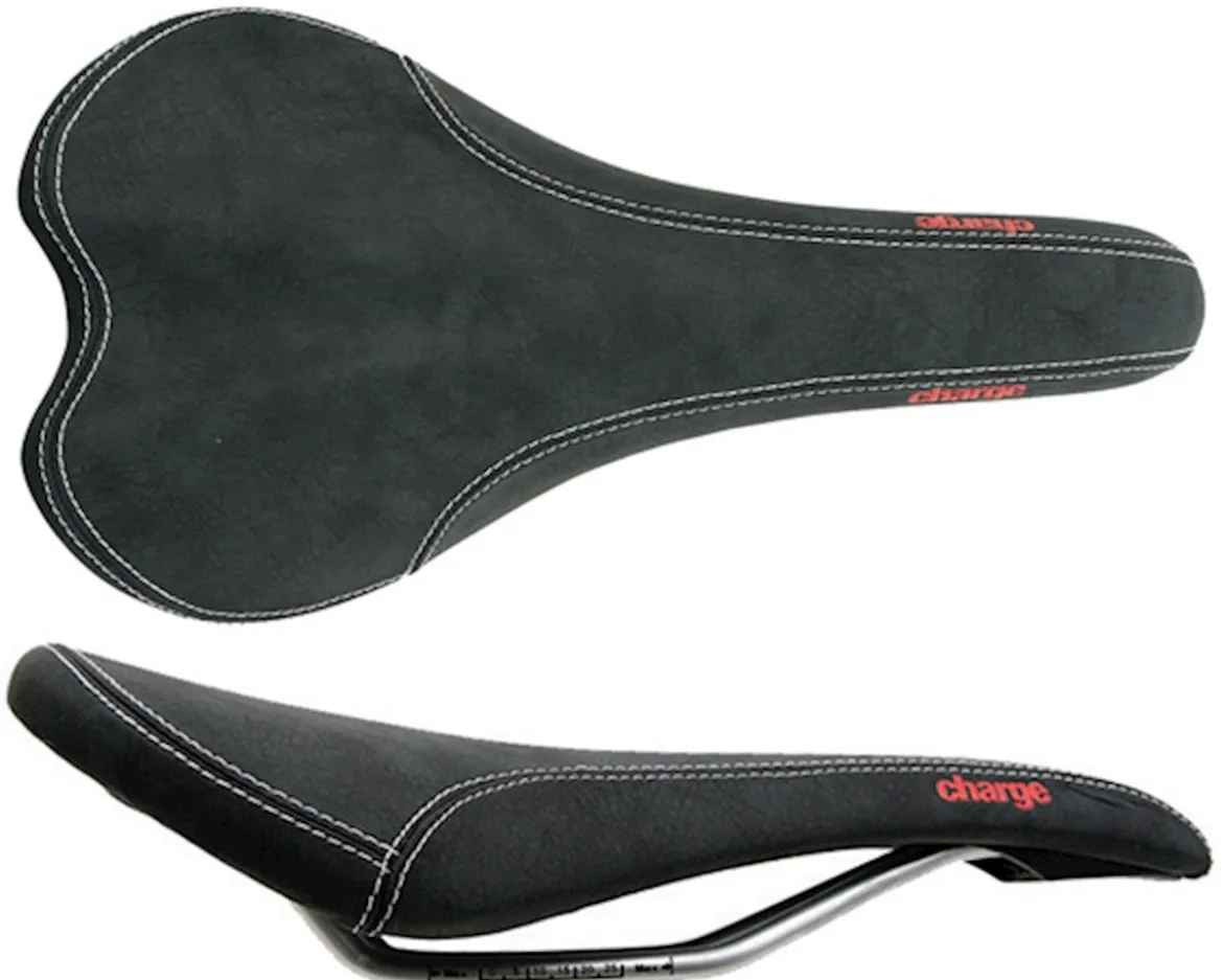 Charge Bikes Spoon Saddle (Black/Red) (Chromoly Rails) (140mm)