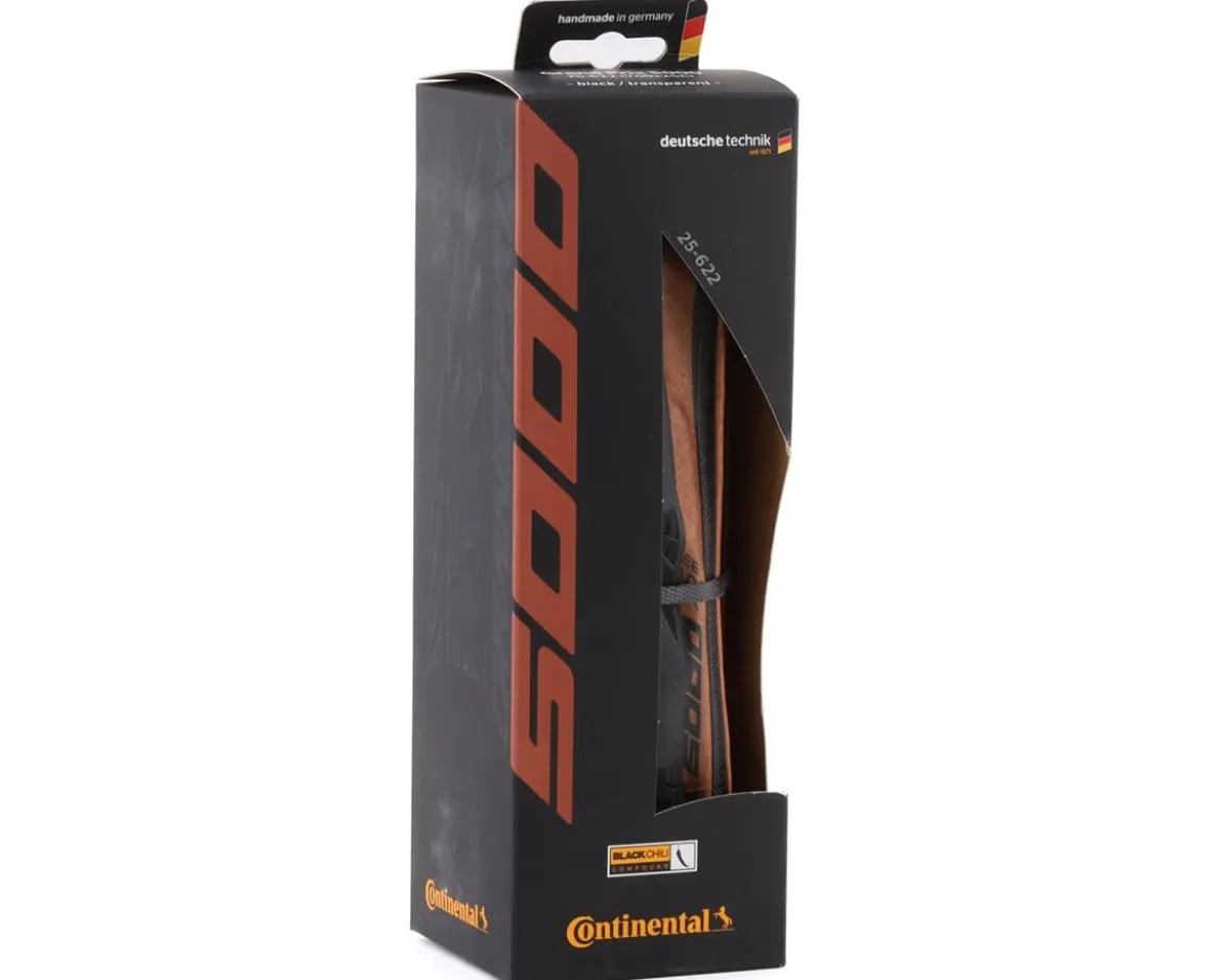 Continental Grand Prix 5000 Road Tire (Black/Transparent) (700c) (25mm) (Folding) (Black Chili)