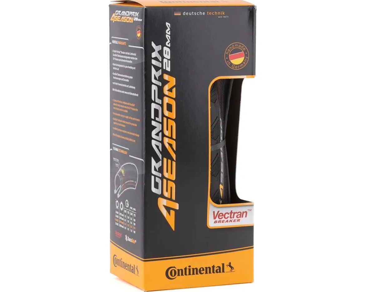 Continental Grand Prix 4-Season Road Tire (Black/Duraskin) (700c) (28mm) (Folding) (MaxGrip Silica/Vectran Breaker)