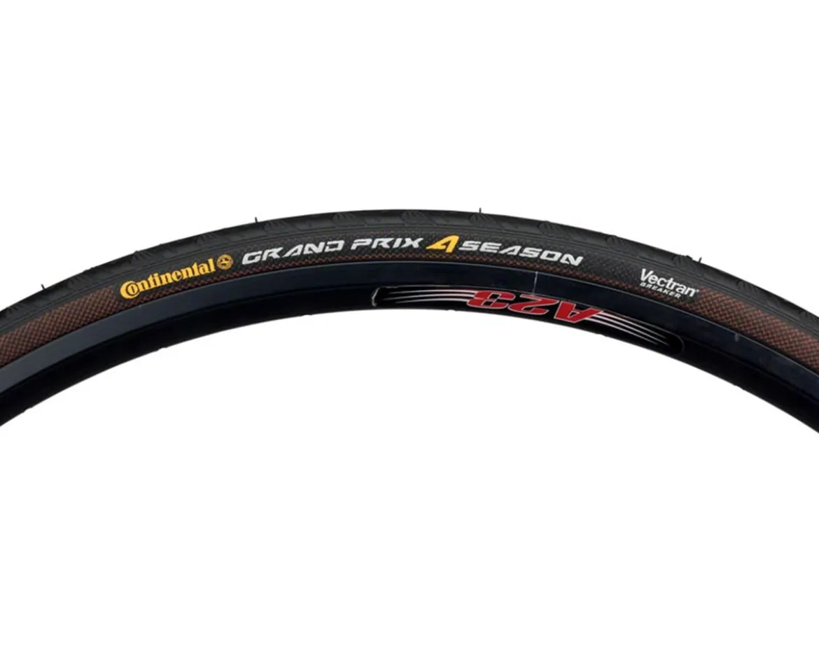 Continental Grand Prix 4-Season Road Tire (Black/Duraskin) (700c) (28mm) (Folding) (MaxGrip Silica/Vectran Breaker)