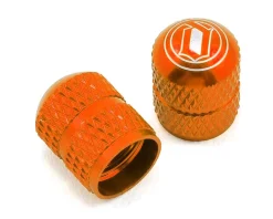 Deity Crown Schrader Valve Caps (Orange) (Pair)