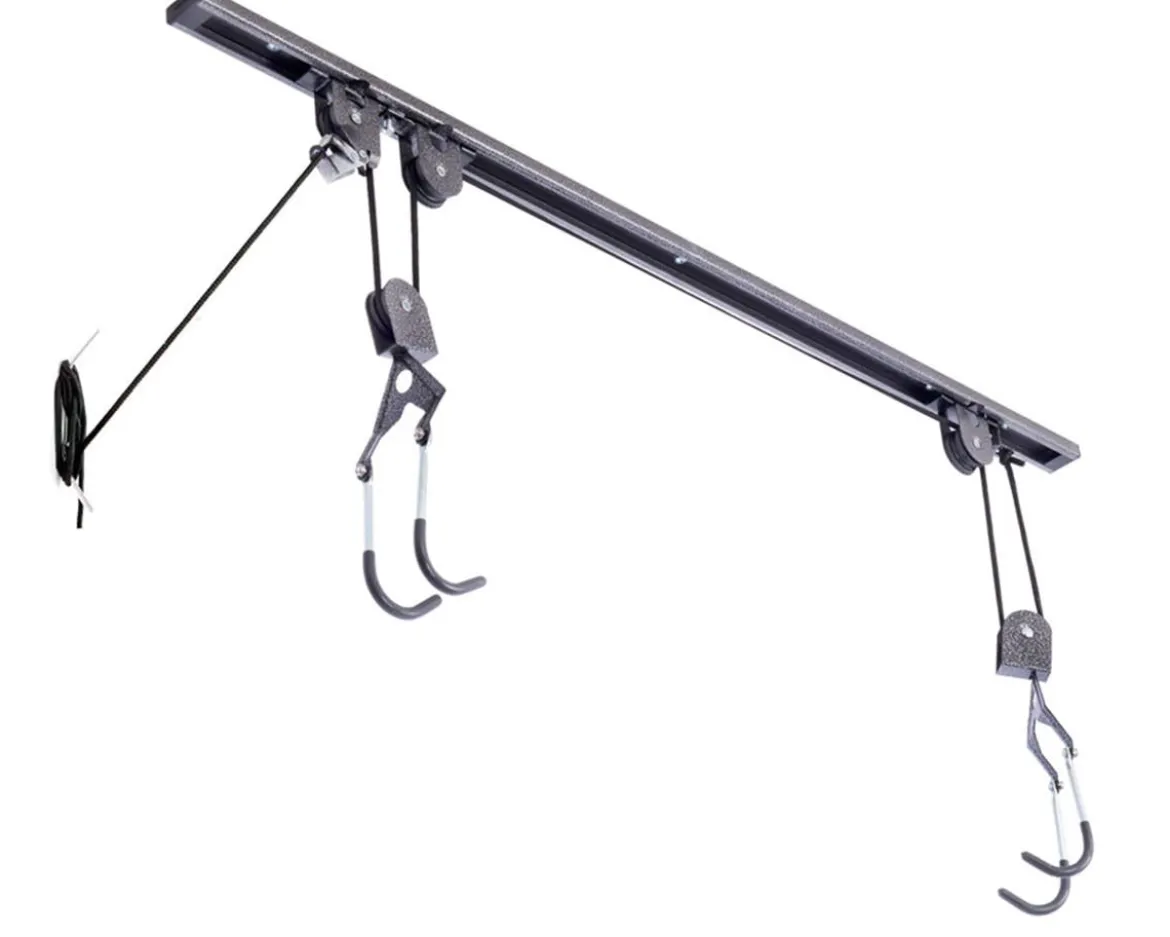 Delta Ceiling Hoist Pro Bike Storage Rack (Black) (1 Bike) (w/ Straps)