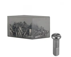 DT Swiss Brass Spoke Nipples (Silver) (2.0 x 14mm) (Box of 100)