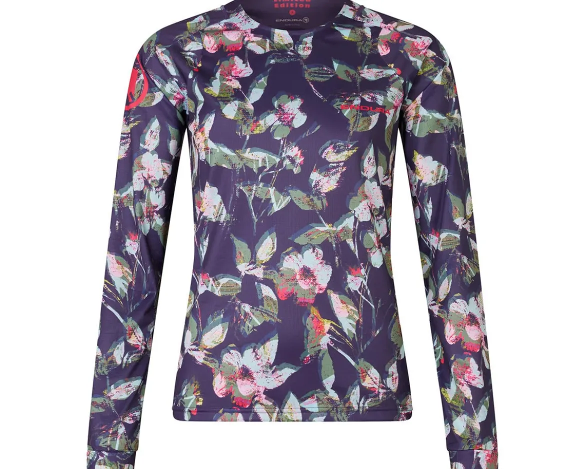 Endura FLORAL Women's LTD Printed Long Sleeve Tee Jersey (Bramble) (XS)