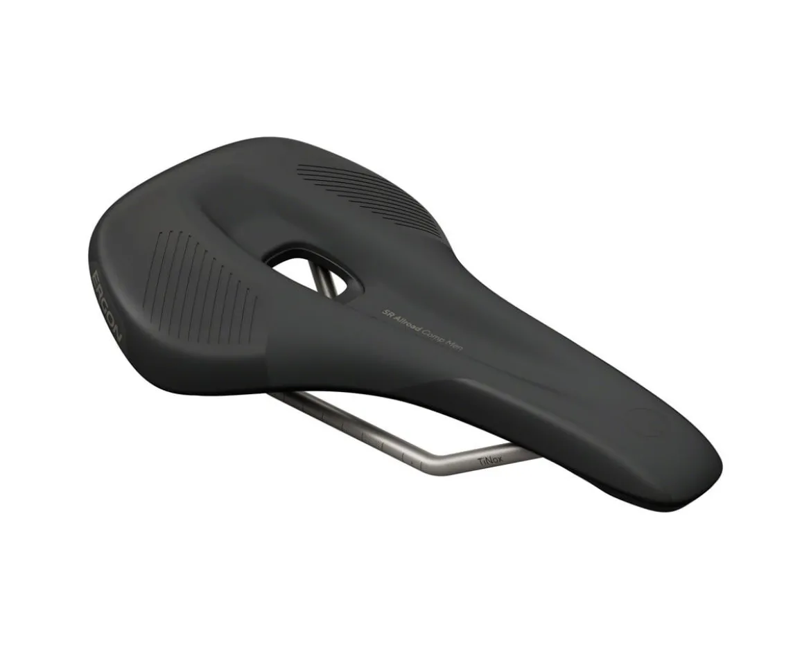 Ergon Men's SR Allroad Comp Saddle (Black) (TiNox SL Rails) (S/M) (143mm)