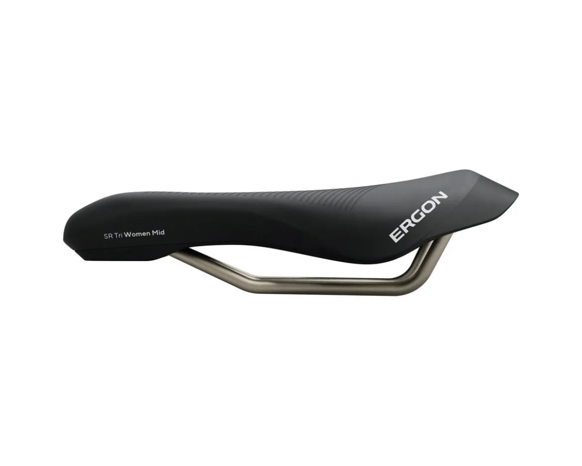 Ergon SR Triathlon Women Mid Saddle (Black) (TiNox Rails) (130mm)