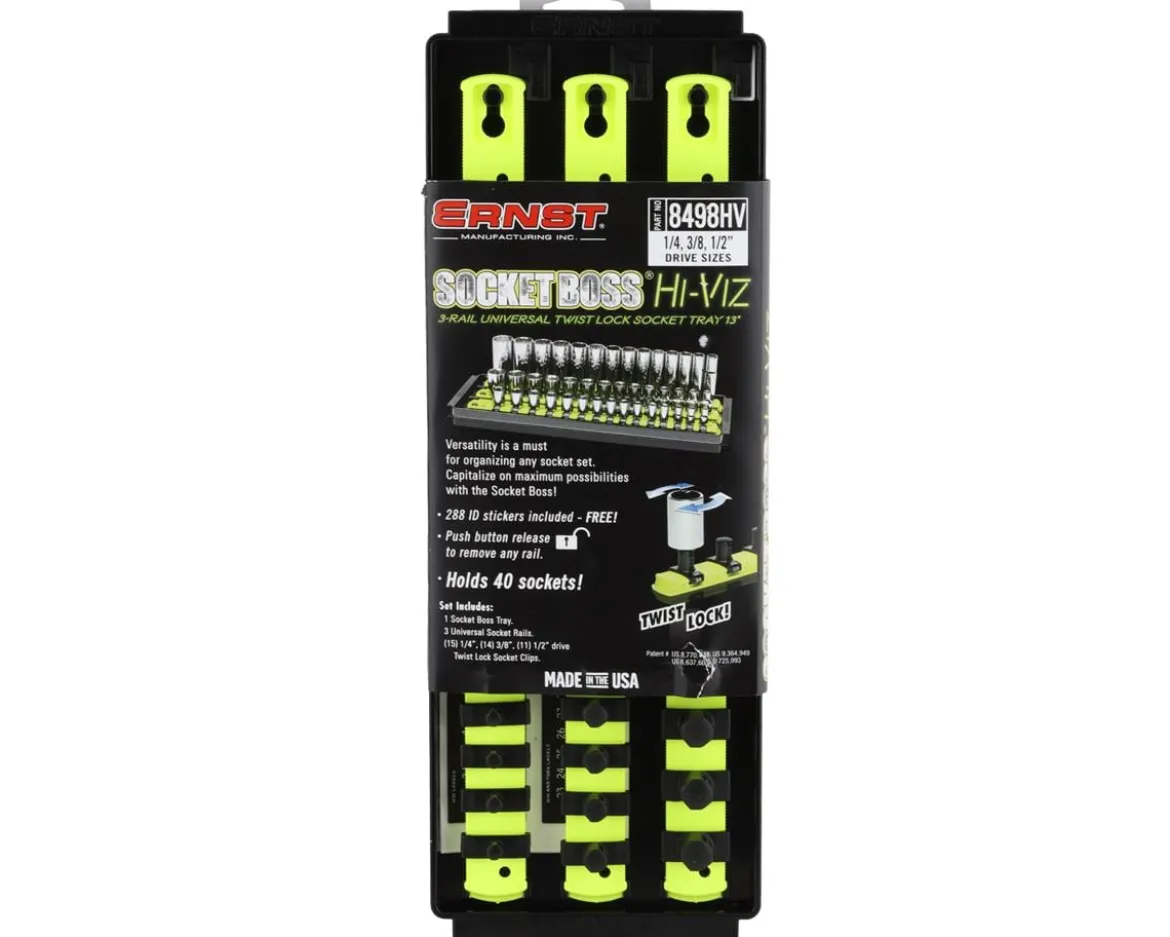 Ernst Manufacturing 13" 3 Rail Twist Lock Socket Boss (HI-VIZ) (1/4, 3/8 & 1/2")