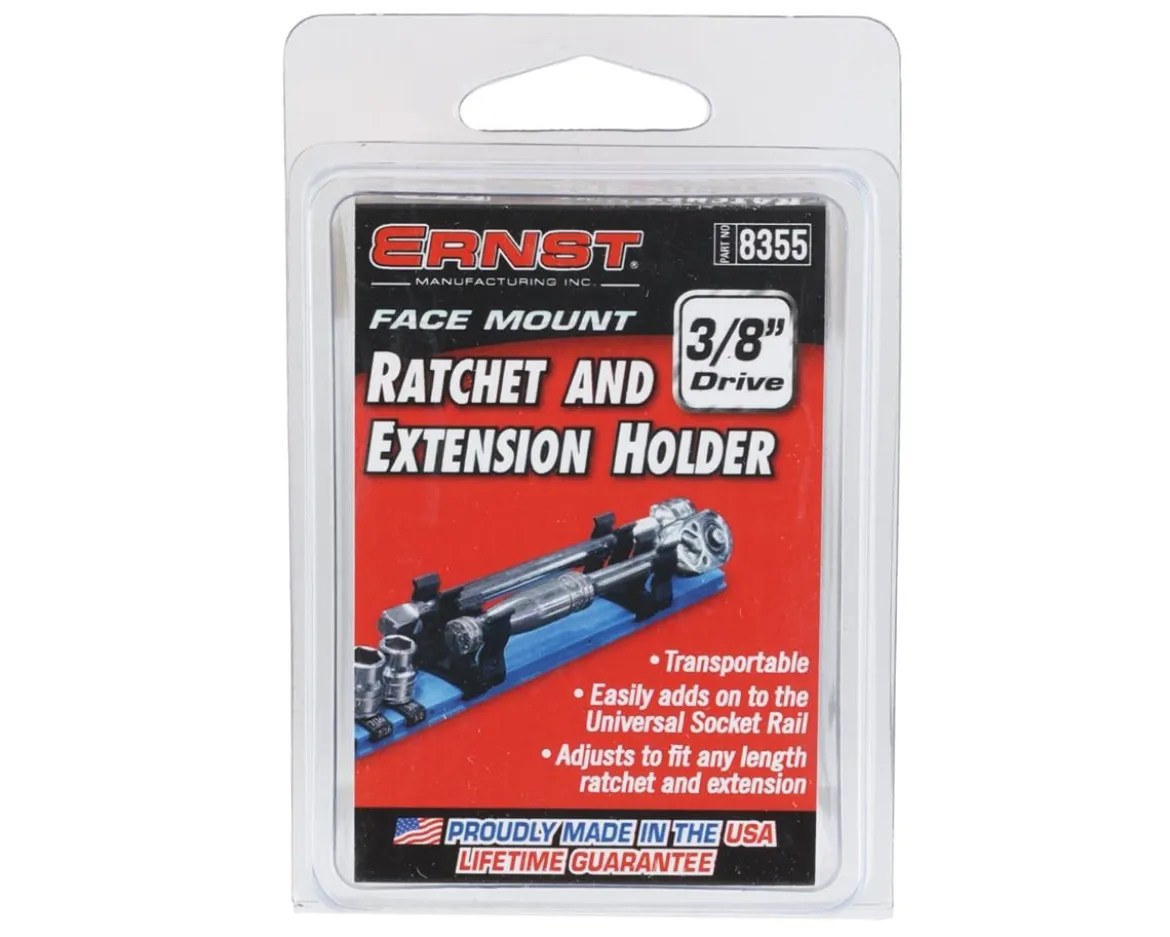 Ernst Manufacturing 3/8” Face Mount Ratchet & Extension Holder (Black)