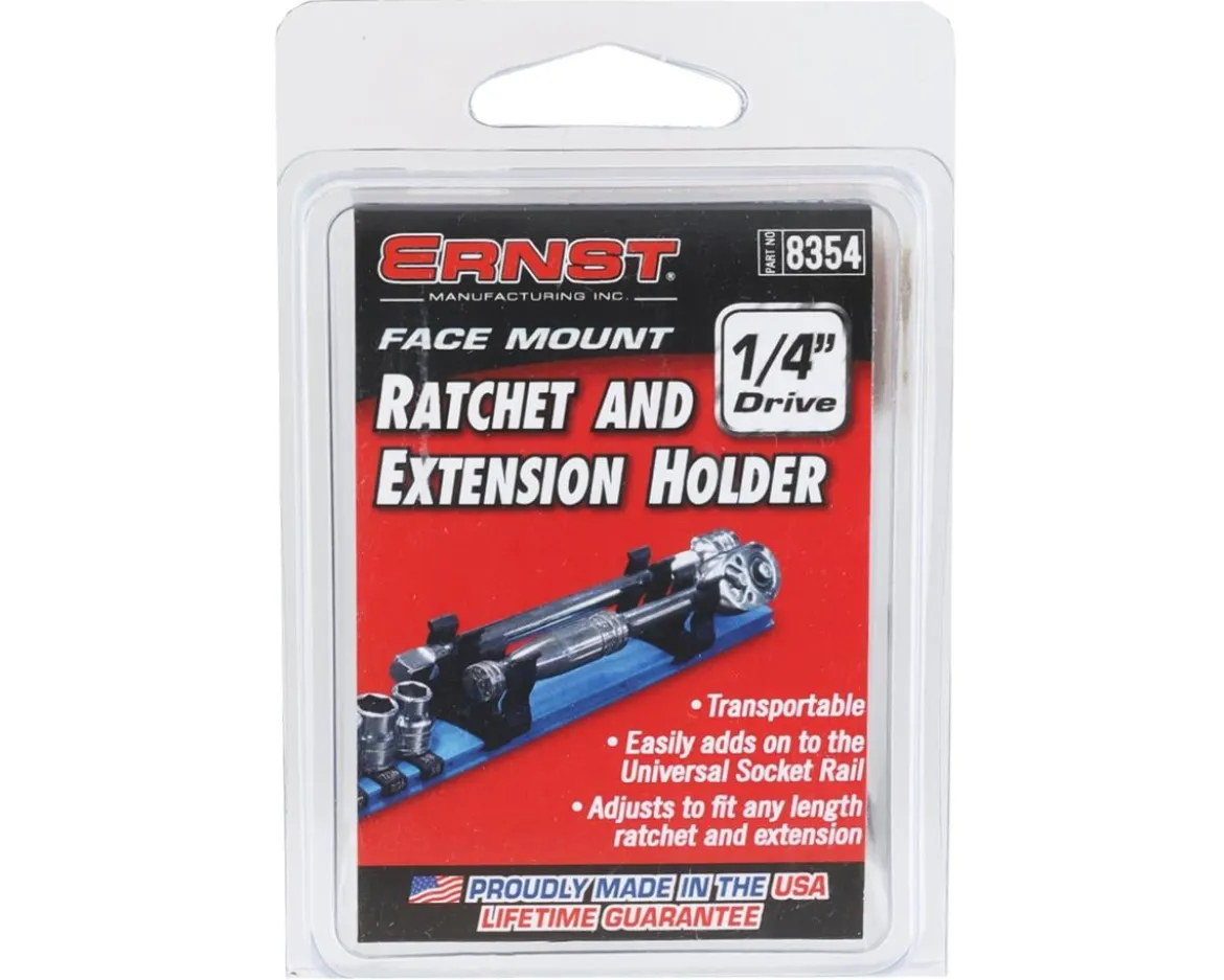 Ernst Manufacturing 1/4” Face Mount Ratchet & Extension Holder (Black)