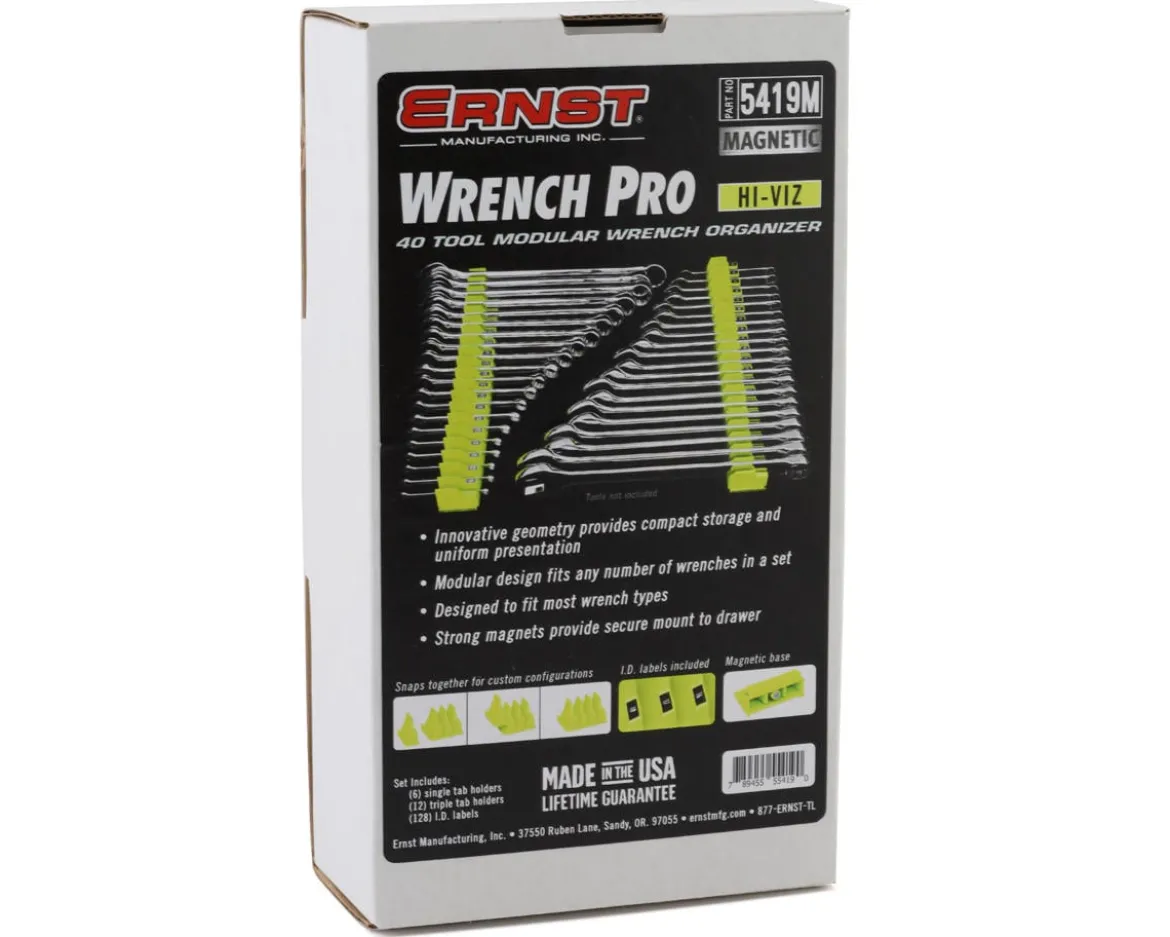 Ernst Manufacturing 40 Tool Magnetic Pro Wrench Organizer (HI-VIZ)