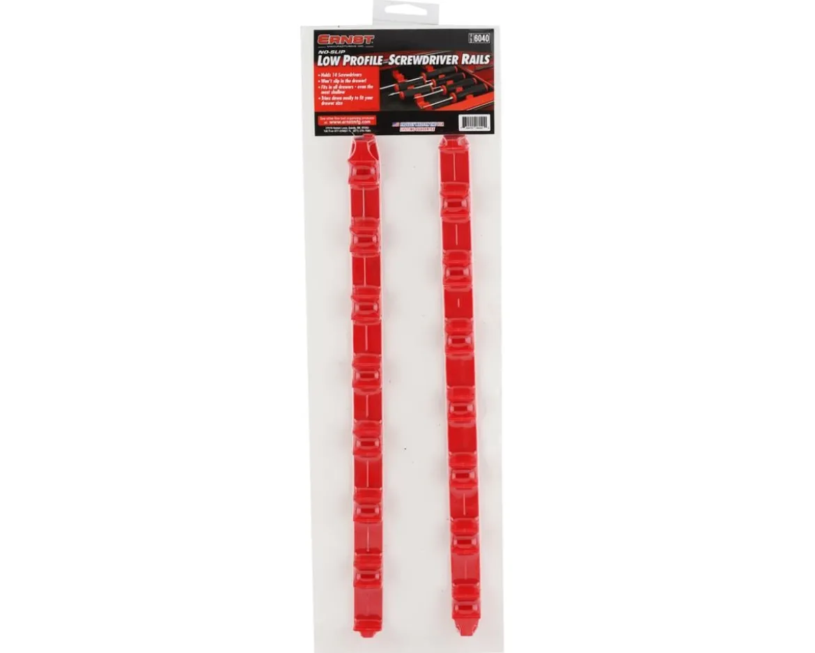 Ernst Manufacturing 14 Tool "No Slip" Low Profile Screwdriver Rail Set (Red)