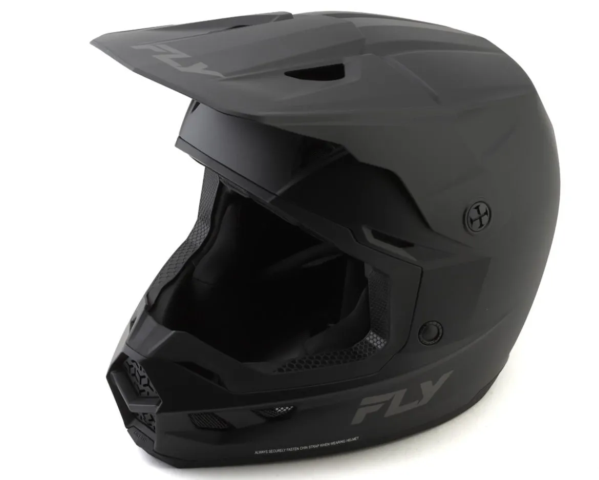 Fly Racing Youth Kinetic Solid Helmet (Matte Black) (Youth L)