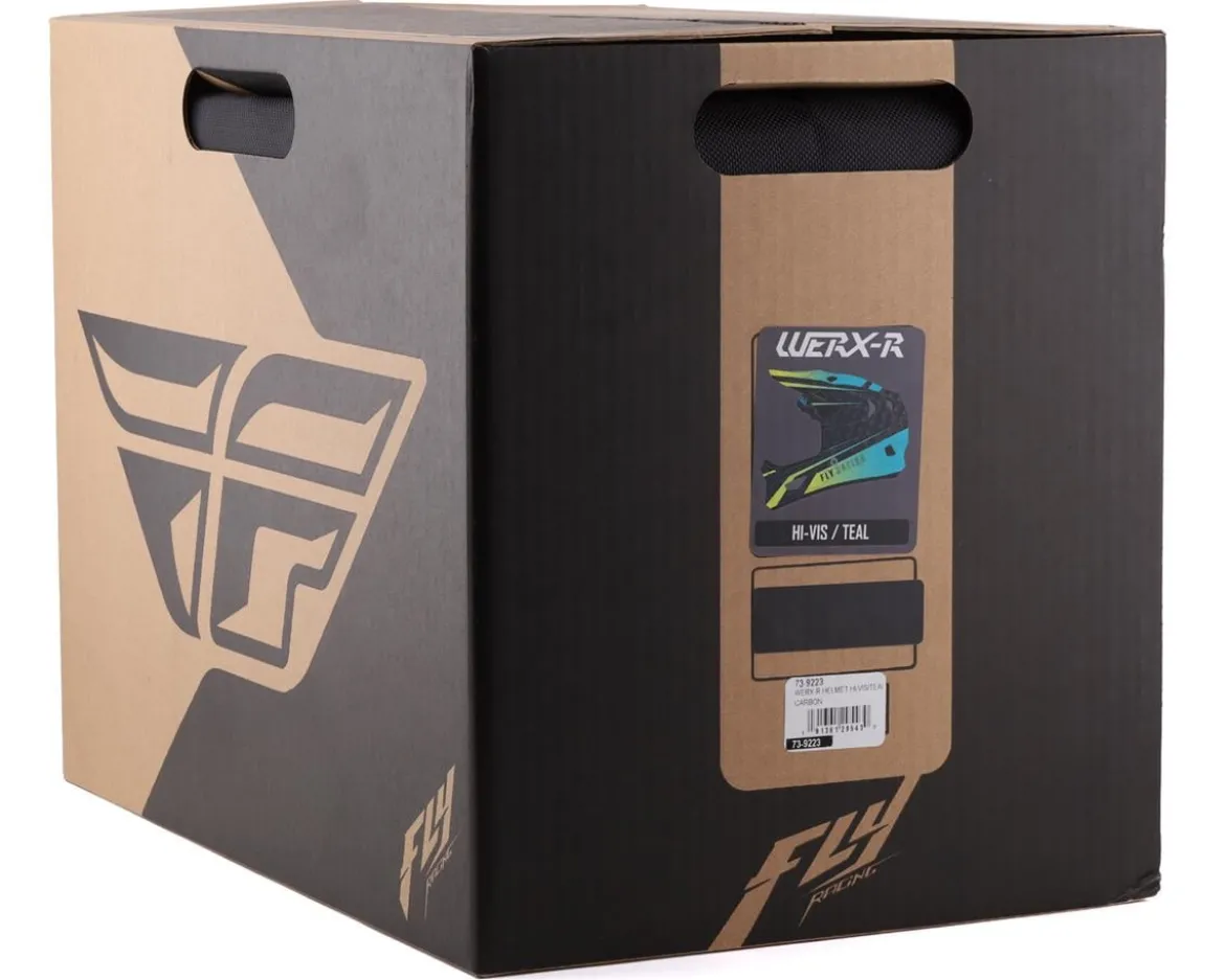 Fly Racing Werx-R Carbon Full Face Helmet (Hi-Viz/Teal/Carbon) (Youth L)