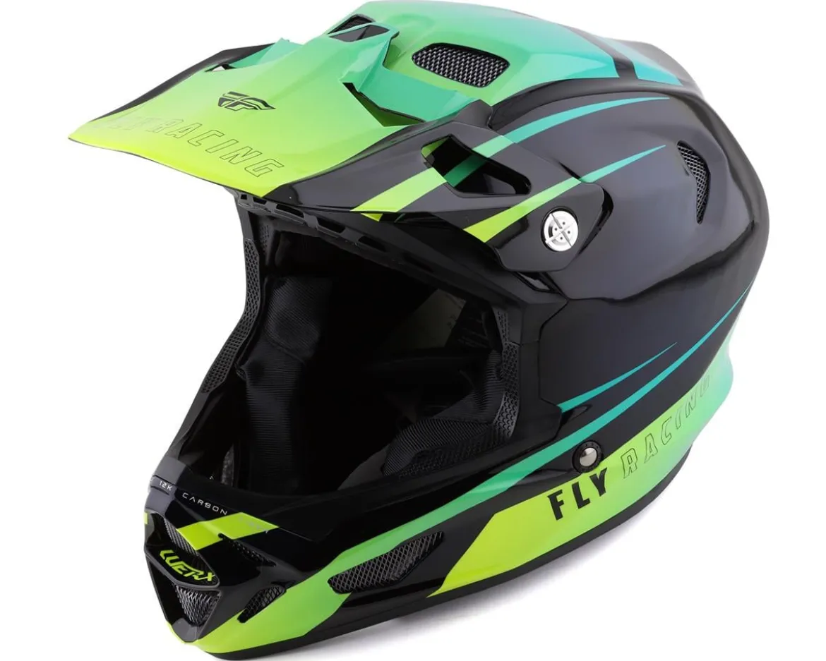 Fly Racing Werx-R Carbon Full Face Helmet (Hi-Viz/Teal/Carbon) (Youth L)