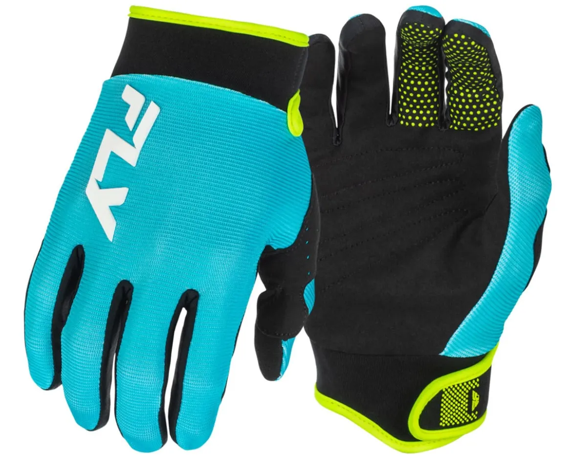 Fly Racing Youth F-16 Gloves (Aqua/Black/White) (Youth L)