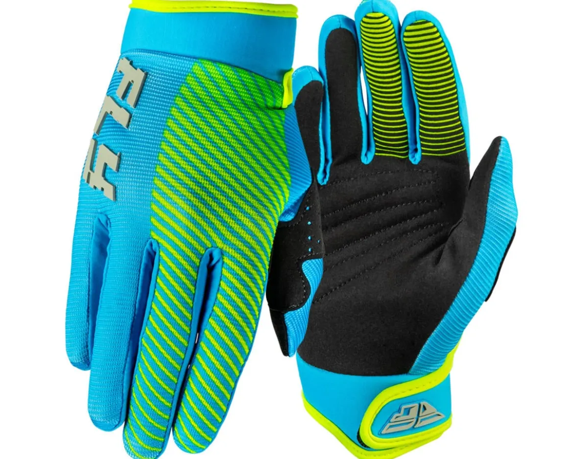 Fly Racing Youth F-16 Gloves (Blue/Hi-Vis) (Youth XS)