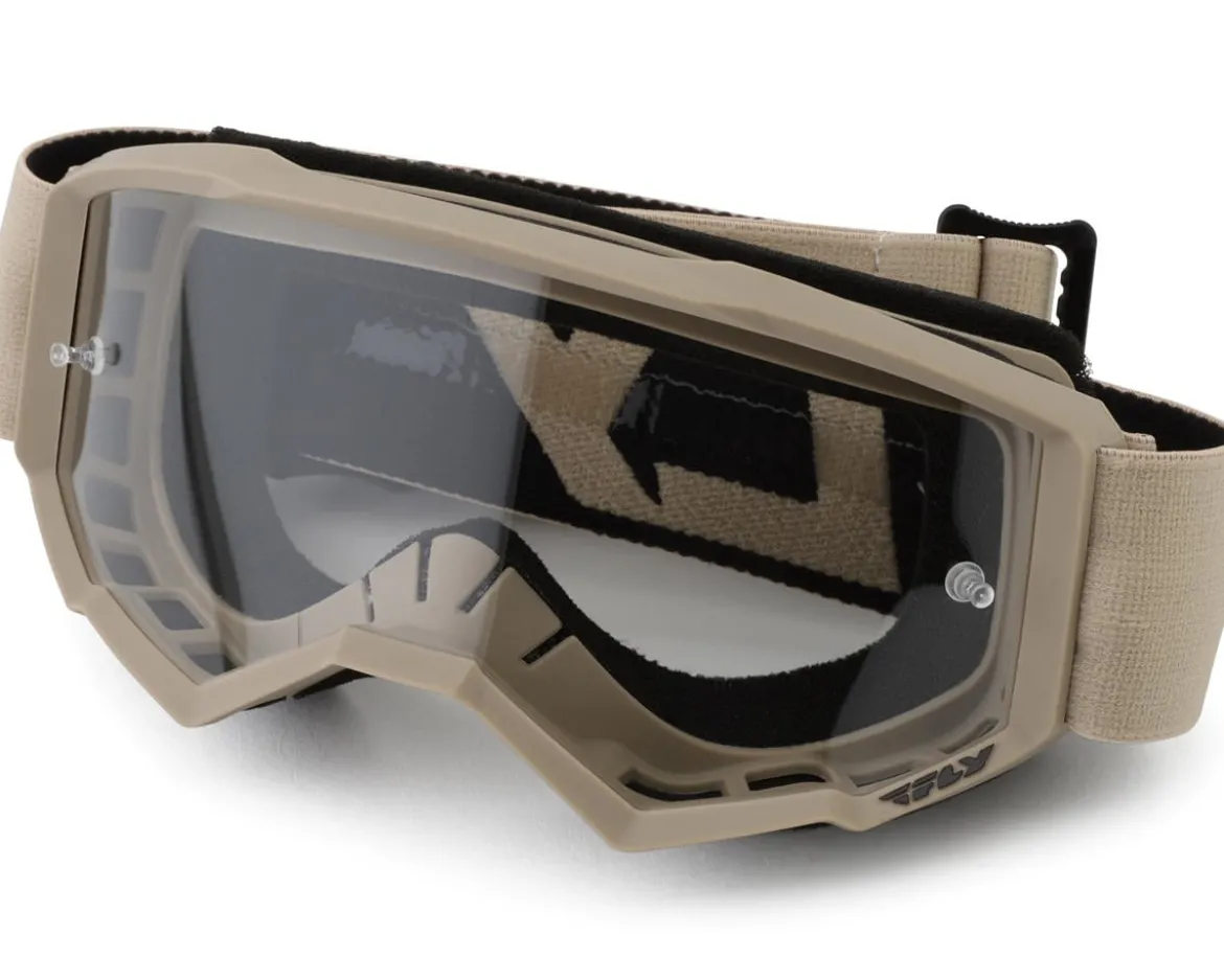 Fly Racing Youth Focus Goggles (Khaki/Black) (Clear Lens)