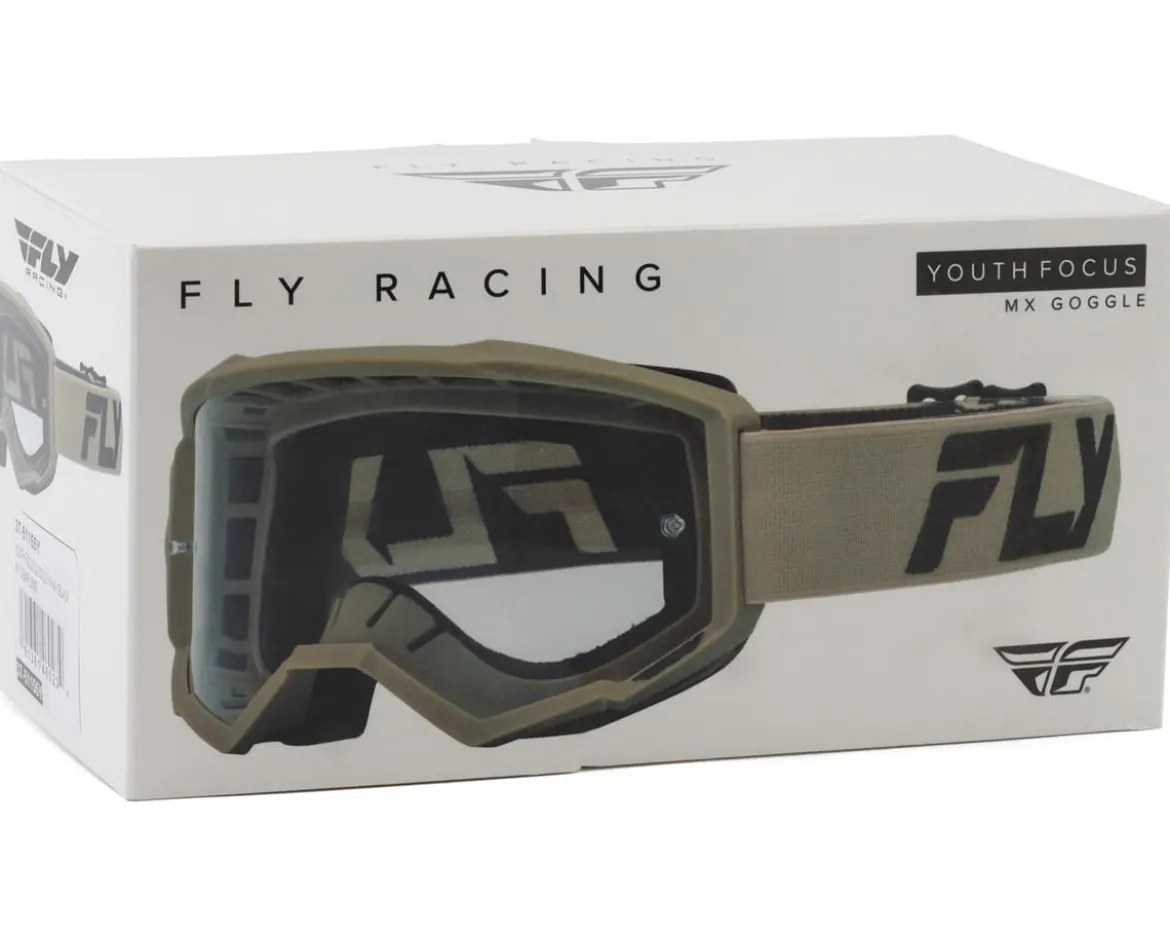 Fly Racing Youth Focus Goggles (Khaki/Black) (Clear Lens)