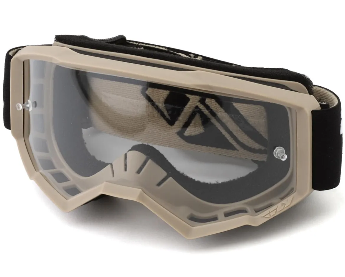 Fly Racing Youth Focus Goggles (Black/Khaki) (Clear Lens)