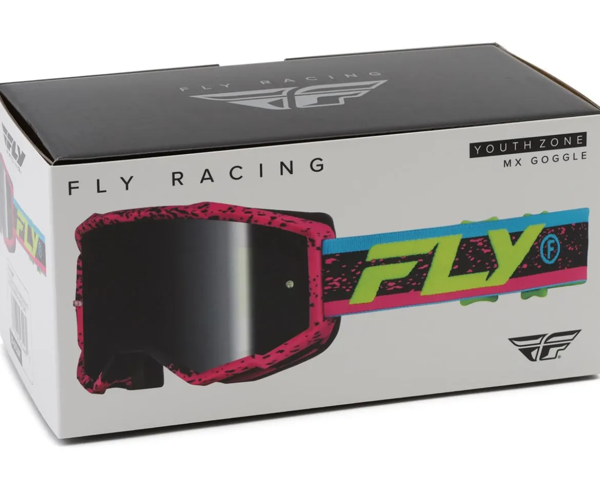 Fly Racing Youth Zone Goggles (Pink/Black/Hi-Vis) (Black Mirror/Smoke Lens)