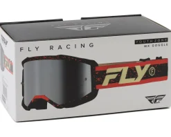 Fly Racing Youth Zone Goggles (Black/Red/Cream) (Silver Mirror/Smoke Lens)