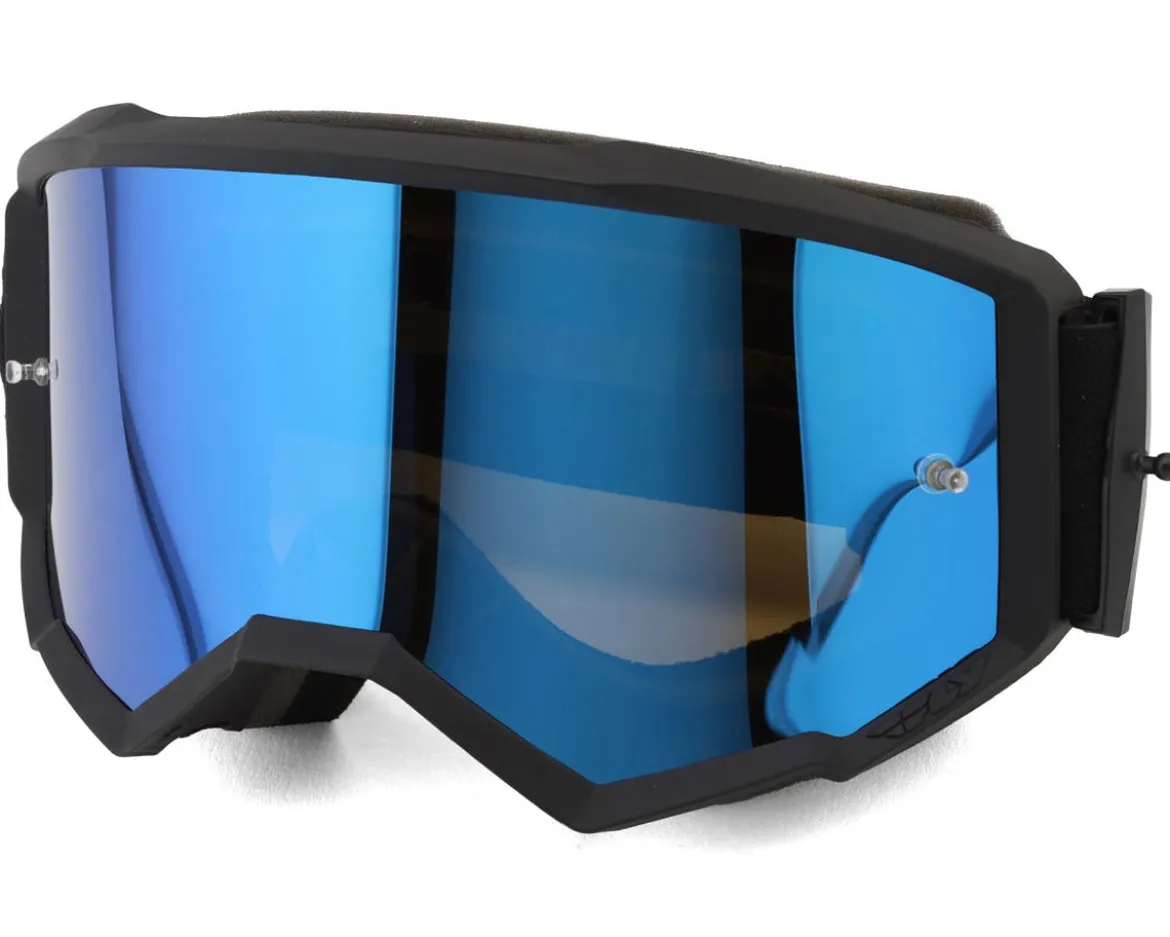 Fly Racing Zone Goggles (Black/Black) (Sky Blue Mirror/Smoke Lens)