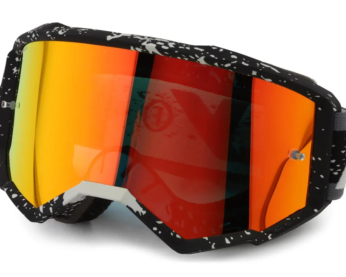 Fly Racing Zone Goggles (Black/Grey) (Red Mirror/Smoke Lens)