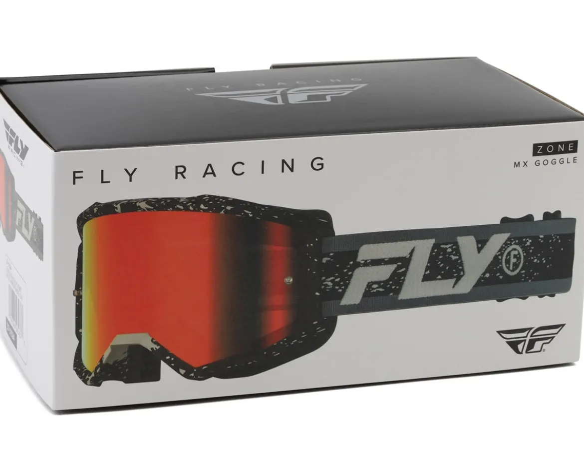 Fly Racing Zone Goggles (Black/Grey) (Red Mirror/Smoke Lens)