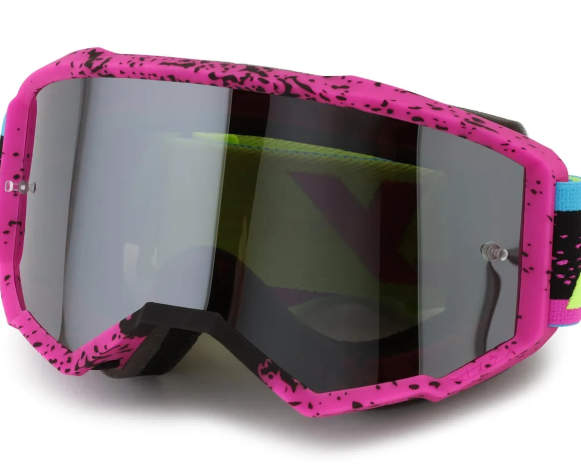 Fly Racing Zone Goggles (Pink/Black/Hi-Vis) (Black Mirror/Smoke Lens)