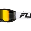 Fly Racing Zone Pro Goggles (White/Black/Gold) (Gold Mirror/Smoke Lens)