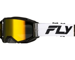 Fly Racing Zone Pro Goggles (White/Black/Gold) (Gold Mirror/Smoke Lens)
